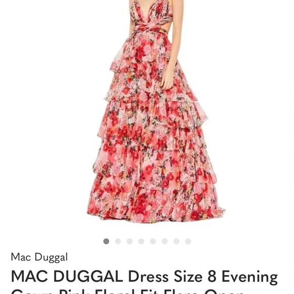 MAC DUGGAL Dress Size 8 Evening Gown Pink Floral Fit Flare Open Back NEW - Picture 3 of 9